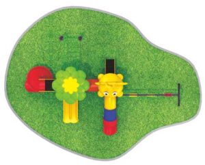OUTDOOR PLAYGROUND TOY WITH 3 SWINGS, 4 SLIDE AND 2 CAPS, SIZE; 600X500X340CM