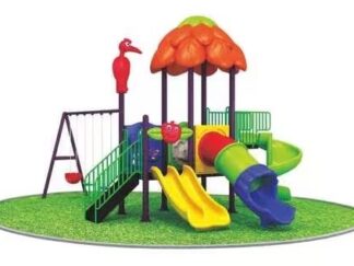 Outdoor Playground Toy with 3 Swings & 4 Slides – Large, Vibrant & Fun Outdoor Set – Size 610x400x330 cm