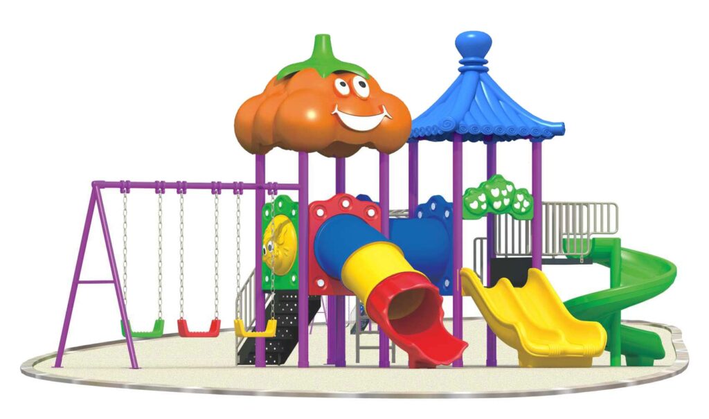 Outdoor Playground Toy with 4 Slides, 3 Swings & 2 Caps Set – Premium Quality Outdoor Playground – Size 600x500x340 cm