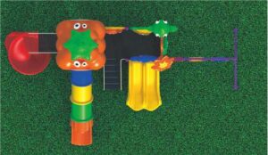 OUTDOOR PLAYGROUND TOY WITH 3 SWINGS AND 4 SLIDES, SIZE; 680X400X320CM