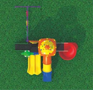 OUTDOOR PLAYGROUND TOY WITH 3 SWINGS AND 4 SLIDES, SIZE; 600X400X340CM