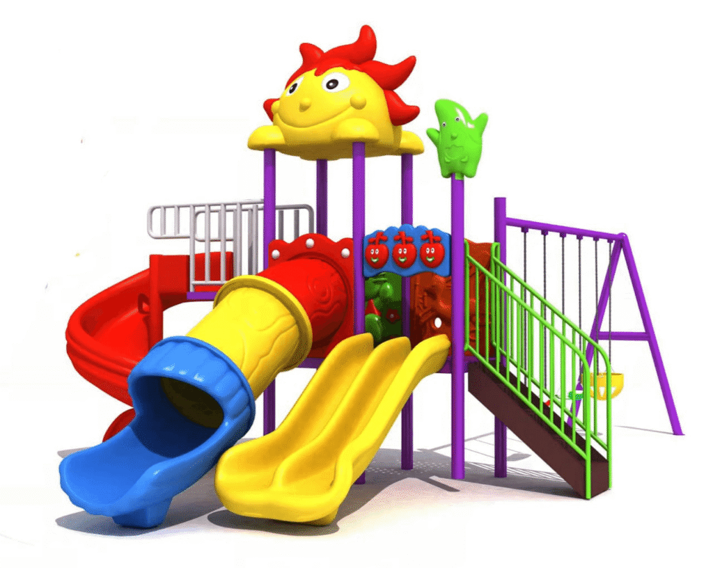 Outdoor Playground Toy with 3 Swings & 4 Slides – Large & Engaging Outdoor Playset – Size 600x400x340 cm