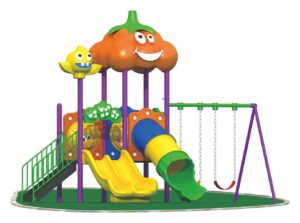 OUTDOOR PLAYGROUND TOY WITH 2 SWINGS AND 3 SLIDES, SIZE; 450X280X300CM