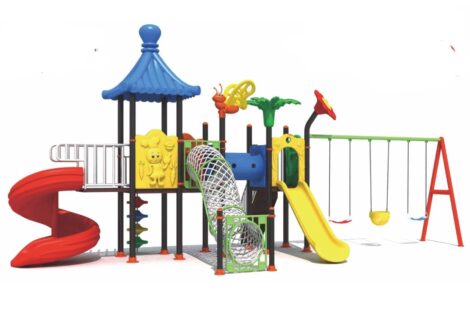 Outdoor Playground Toy for Kids with 3 Swings, 2 Slides & New Style Climbing Playset – Modern & Safe – Size 800x420x330 cm