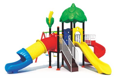Outdoor Playground Toy for Kids with 3 Swings & 3 Slides Playset – Spacious & Fun – Size 570x610x330 cm