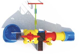 OUTDOOR PLAYGROUND TOY FOR KIDS WITH 2 SLIDES AND 3 SWINGS, PLAY SET SIZE ; 570X470X330CM