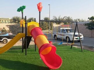 Outdoor Playground Toy for Kids with 2 Slides & 3 Swings – Backyard Fun Playset – Size 550x370x350 cm