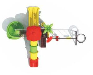 OUTDOOR PLAYGROUND TOY WITH 2 SWINGS, 3 SLIDES AND BASKETBALL NET SET SIZ; 680X580X330CM