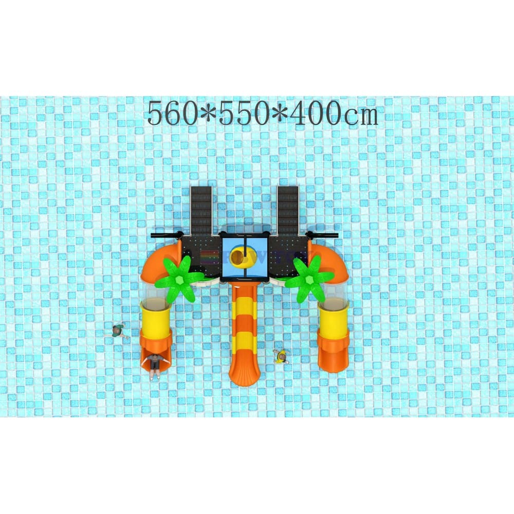 Family-Friendly Outdoor Water Playground with 3 Slides | Size: 560x550x400 cm - Image 2