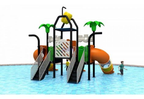 Family-Friendly Outdoor Water Playground with 3 Slides | Size: 560x550x400 cm