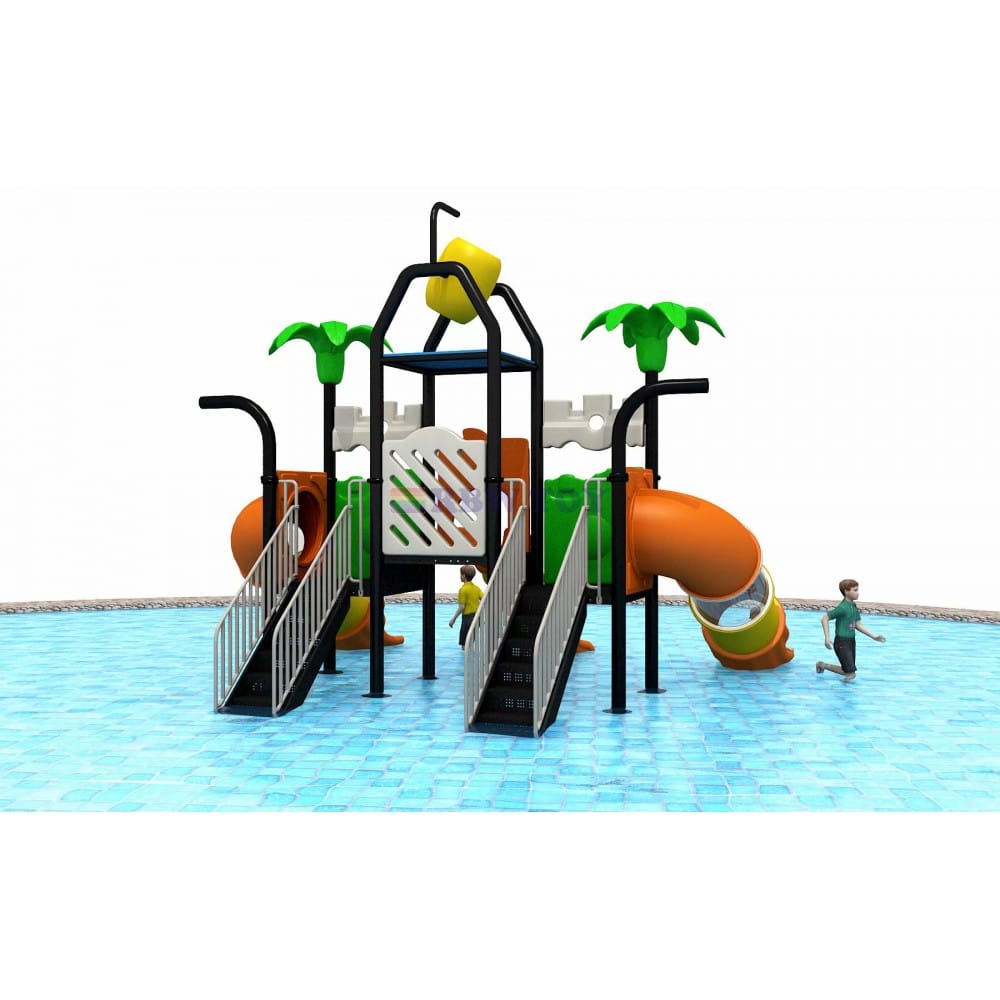 Family-Friendly Outdoor Water Playground with 3 Slides | Size: 560x550x400 cm