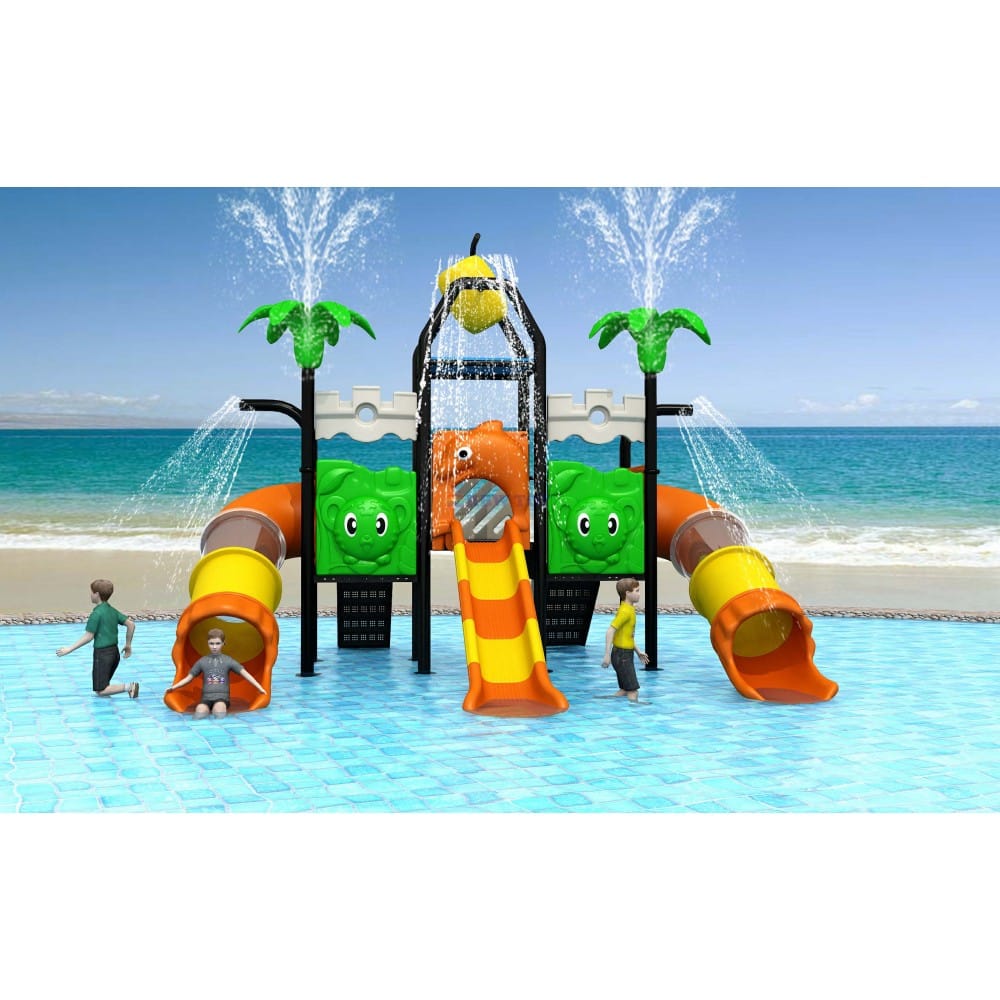 Family-Friendly Outdoor Water Playground with 3 Slides | Size: 560x550x400 cm - Image 3