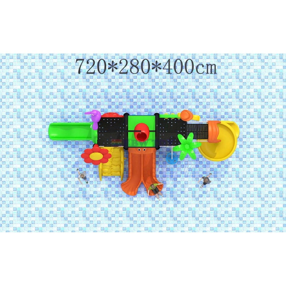 Compact Outdoor Water Playground with 4 Slides for Kids’ Summer Fun | Size: 720x280x400 cm - Image 2