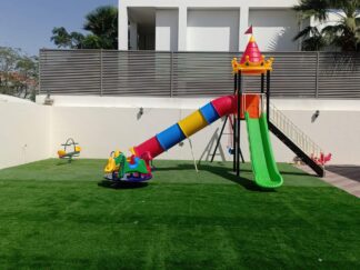 Outdoor Heavy Duty Playground Set for Kids – 2 Slides & 3 Swings – Size: 560x665x380 cm