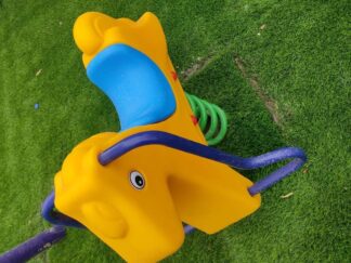 Outdoor Playground Yellow Plastic Horse Spring Rider – Ride-On Toy – Size: 80×60×80 cm