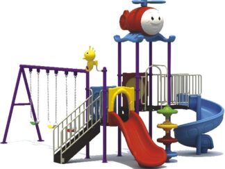 Outdoor Playground Toy for Kids with 2 Slides & 3 Swings – Strong & Safe Set – Size 545x430x380 cm