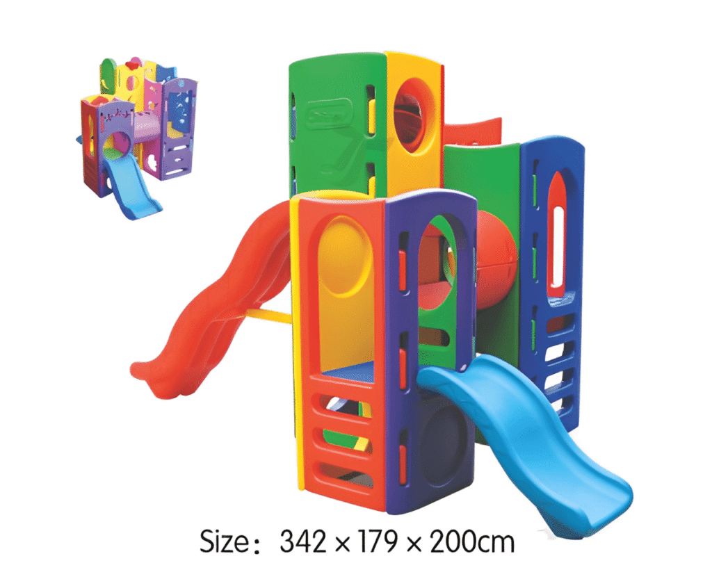 Indoor & Outdoor Plastic Playhouse with 2 Slides | Kids Activity | Size: 342x179x200 cm
