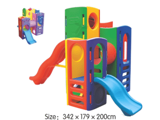 Indoor & Outdoor Plastic Playhouse with 2 Slides | Kids Activity | Size: 342x179x200 cm