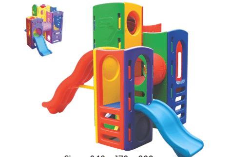 Indoor & Outdoor Plastic Playhouse with 2 Slides | Kids Activity | Size: 342x179x200 cm