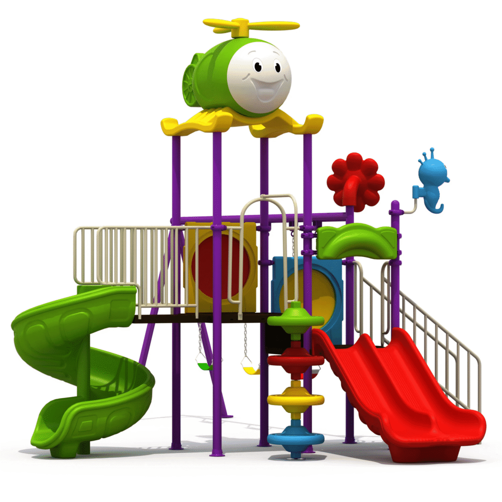Outdoor Playground Toy with 3 Swings & 3 Slides – Compact Play Area – Size 430x315x380 cm