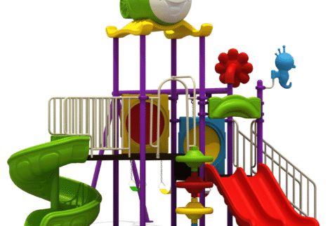 Outdoor Playground Toy with 3 Swings & 3 Slides – Compact Play Area – Size 430x315x380 cm