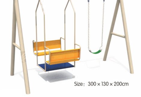 Outdoor Playground Metal Swing Set with Single & Family Swing – Size: 300×130×200 cm