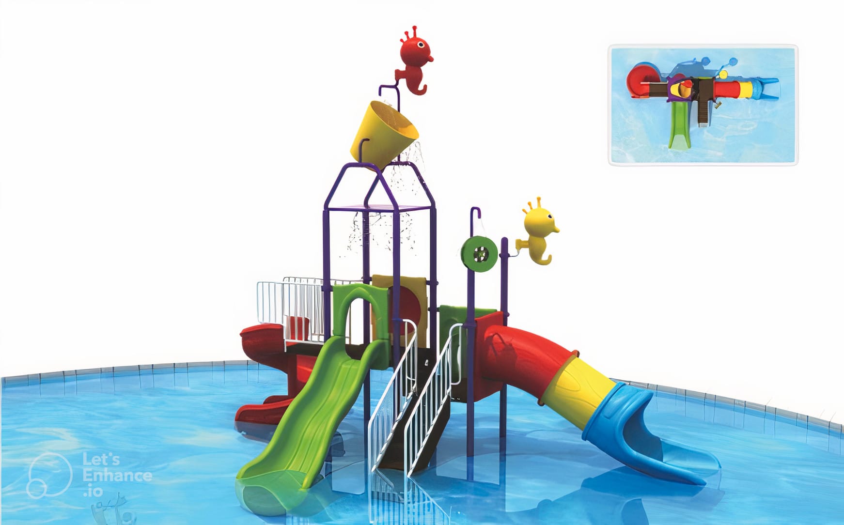 Outdoor Water Playground with 3 Slides – Safe and Fun for Kids | Size: 620x460x450 cm