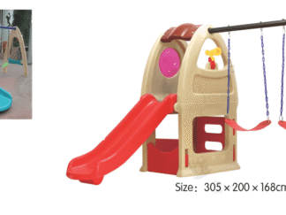 Indoor & Outdoor Plastic Playhouse with Slide and 2 Swings | Kids Activity | Size: 305x200x168 cm