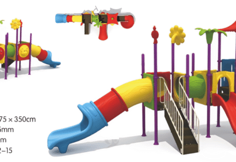 Outdoor Playground Toy with 3 Slides, Without Swings – Ideal for Compact Spaces – Size 725x275x350 cm