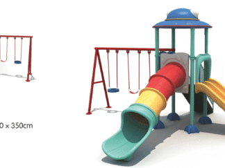 Outdoor Heavy Duty Playground Set for Kids – 3 Slides & 3 Swings – Size: 624x550x350 cm