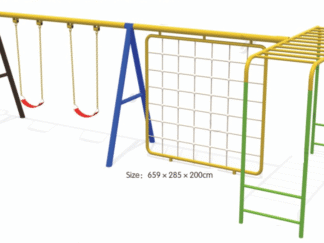 Outdoor Playground Set Without Slides – 2 Swings, Monkey Bar & Climbing Frame – Size 659x285x200 cm