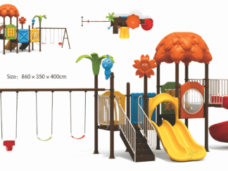 Outdoor Heavy Duty Playground Set for Kids – 3 Slides & 3 Swings – Size: 860x350x400 cm