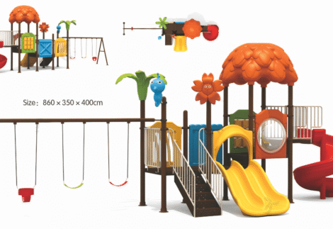 Outdoor Heavy Duty Playground Set for Kids – 3 Slides & 3 Swings – Size: 860x350x400 cm