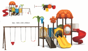 OUTDOOR HEAVY DUTY PLAYGROUND SET FOR KIDS, 3 SLIDES, 3 SWINGS. SIZE ;860*350*400 CM