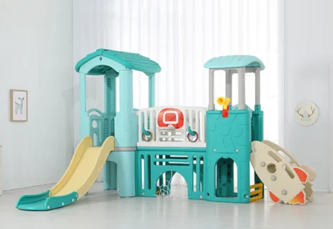 Indoor & Outdoor Plastic Playhouse with 2 Slides | Kids Activity | Size: 290x222x180 cm