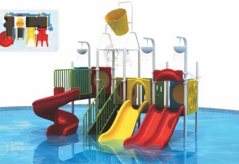 Exciting Big Outdoor Water Playground with 4 Slides | Size: 510x320x450 cm