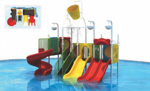 BIG OUTDOOR WATER PLAYGROUND FOR KIDS WITH 4 SLIDES. SIZE ; 510*320*450 CM