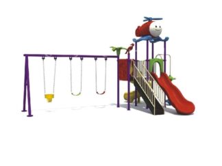 Outdoor Playground Toy – 2 Slides & 3 Swings – Safe Play for Kids – Size 640x438x380 cm