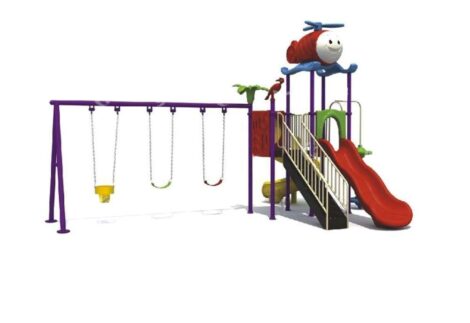 Outdoor Playground Toy – 2 Slides & 3 Swings – Safe Play for Kids – Size 640x438x380 cm
