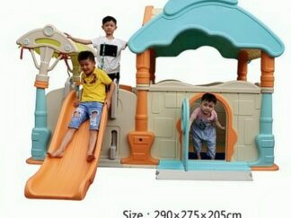 Plastic Kids Playhouse with Slide & Ball Pool – Indoor & Outdoor Toy – Size: 290×275×205 cm