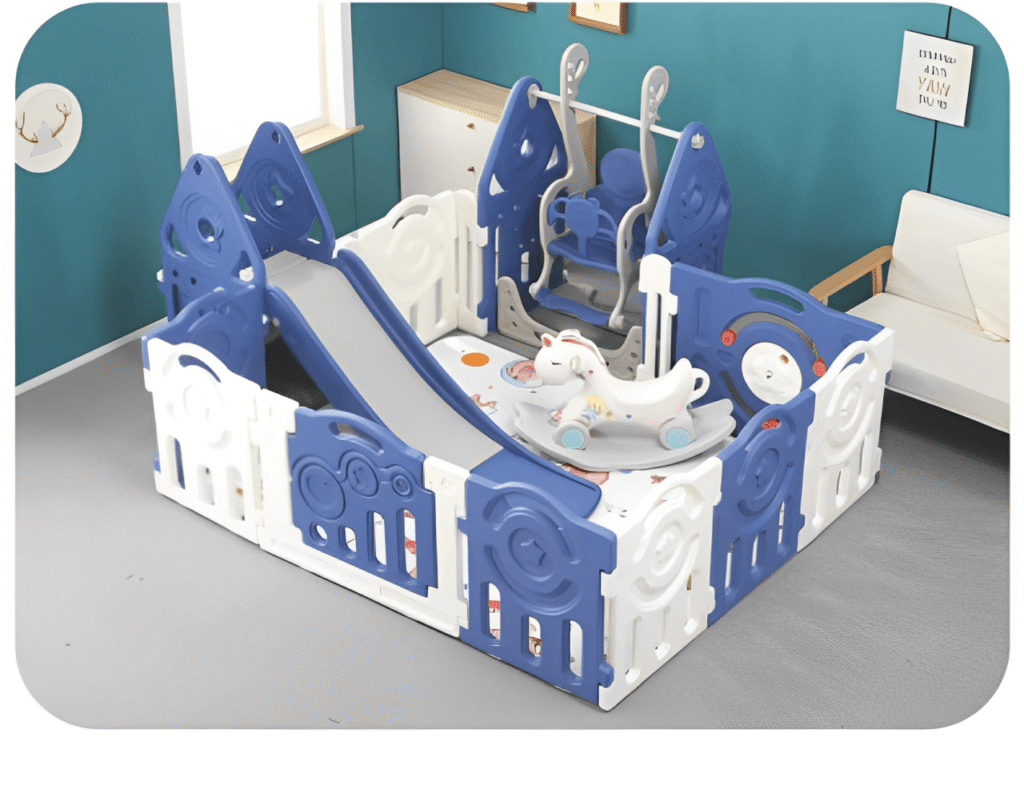5-in-1 Multi-Function Kids Playset (Slide, Swing, Seesaw, Play Mat, Playpen) – Size: 180x150x60 cm