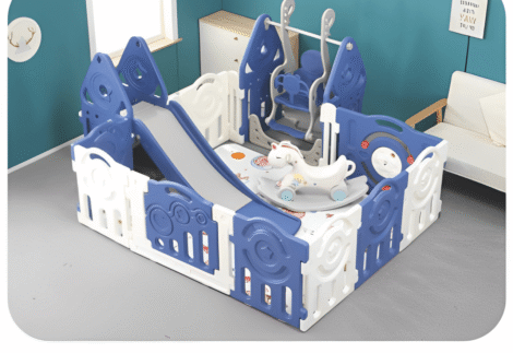 5-in-1 Multi-Function Kids Playset (Slide, Swing, Seesaw, Play Mat, Playpen) – Size: 180x150x60 cm