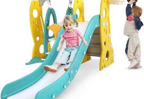 Indoor Slide & Swing Set – Size: 141x204x106 cm