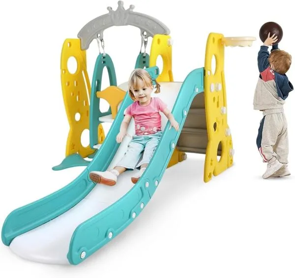 INDOOR PLASTIC TOY WITH SMALL SLIDE & SWING SIZE ;141X204X106CM