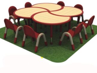 Indoor and outdoor wooden adjustable table. size; 152x152x45-55cm