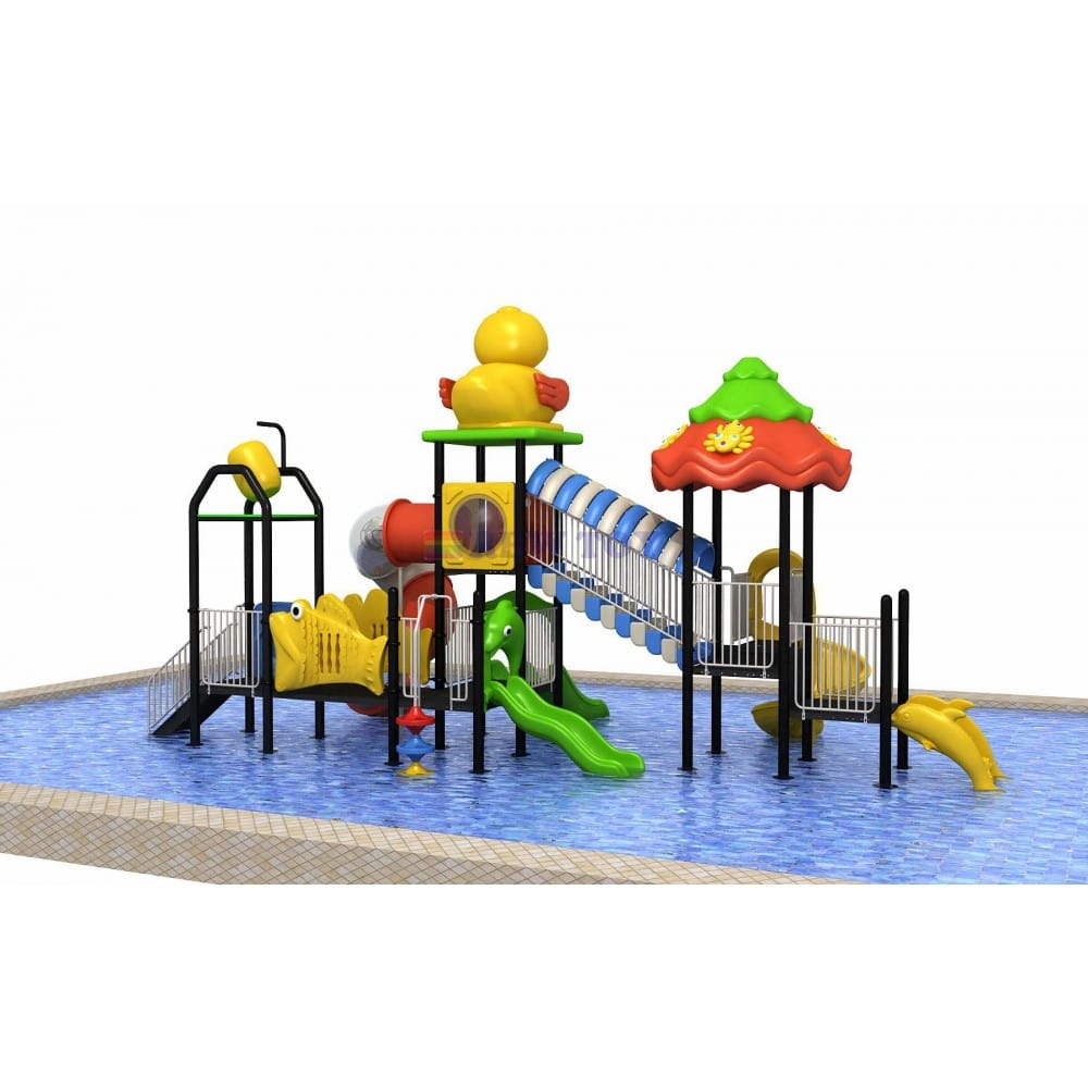 Massive Outdoor Water Playground Featuring 4 Slides for Endless Kids’ Fun | Size: 1000x460x520 cm - Image 2