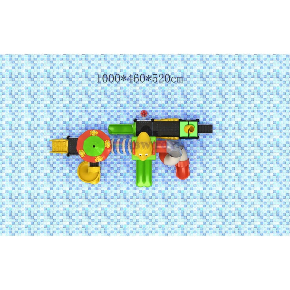 Massive Outdoor Water Playground Featuring 4 Slides for Endless Kids’ Fun | Size: 1000x460x520 cm