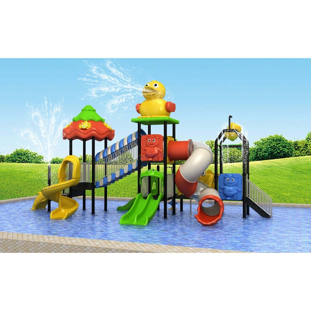 Massive Outdoor Water Playground Featuring 4 Slides for Endless Kids’ Fun | Size: 1000x460x520 cm - Image 3
