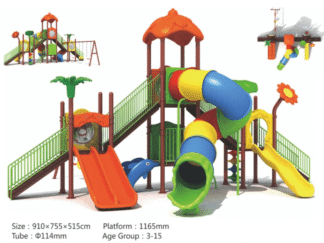 Big Outdoor Heavy Duty Playground Set for Kids – 4 Slides & 3 Swings – Size: 900x450x500 cm
