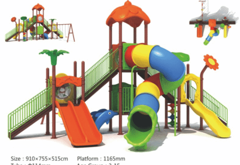 Big Outdoor Heavy Duty Playground Set for Kids – 4 Slides & 3 Swings – Size: 900x450x500 cm
